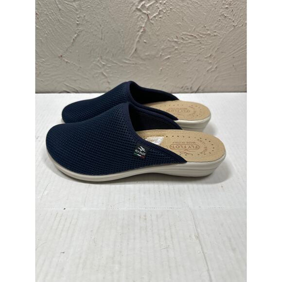 Fly Flot Made in Italy Womens Blue Mesh Clogs Mules Anatomic Anti Shock Size 8 - Picture 2 of 4